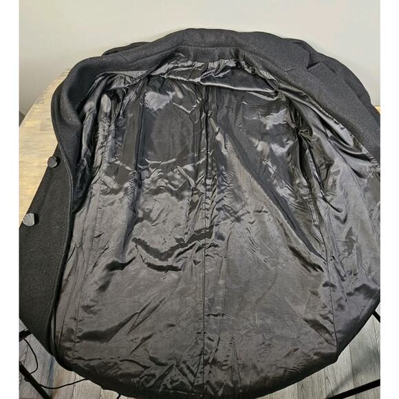 Vintage Wool Long Overcoat Women 8 Black Long Double Breasted 80s Made In USA - Picture 4 of 7